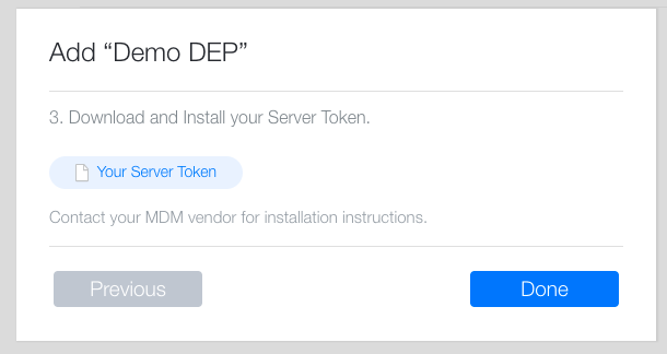 DEP - Download Server Token