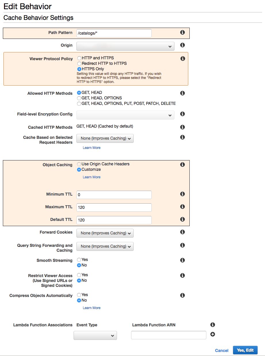 CloudFront create behavior